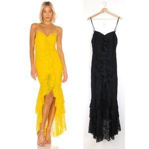NBD Rosaleen Floral Lace Ruffle High Low Dress S
